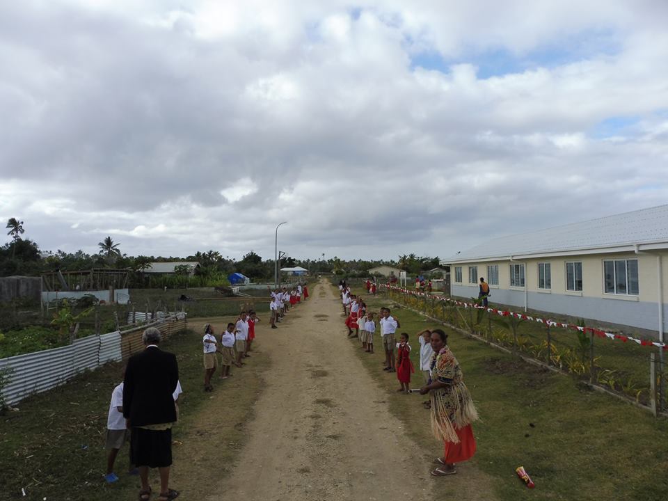 Last year August 2015 in Haʻapai. Prime Minister Samiuela ‘Akilisi Pohiva arrives at Fakakai Primary School. The classroom block (on the right) was rebuilt by the Tongan company, Puloka Construction Limited, with funding from the New Zealand Aid Programme and the Asian Development Bank.