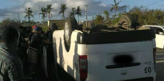 Van overturns and crashes into fence at Popua park