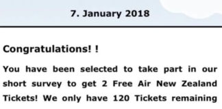 Air New Zealand issue warning over anniversary phishing scam
