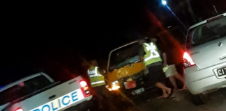 Police on the scene of a crash in Tufumāhina