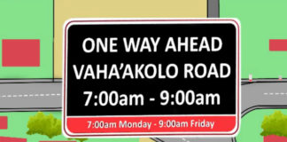 One way section for Vaha’akolo Rd