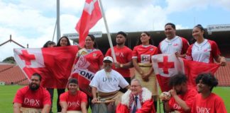 Tongans celebrating rugby test in Hamilton