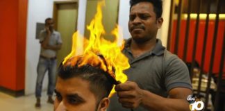 Insane haircutting technique involves lighting hair on fire