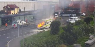Fire guts ambulance at Ōtāhuhu train station