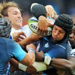 Super Rugby side the Sharks in action against the Bulls by Photosport
