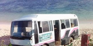 Tongatapu bus gets stuck in the sand during picnic trip
