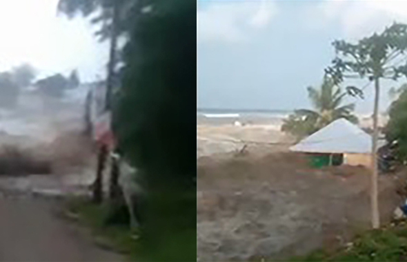 Videos: Tsunami Wave Hits ‘eua Royal Palace’s Gate As Fleeing Vehicles 