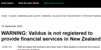 New Zealand, Australian authorities name Validus in warning over pyramid schemes