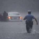 Car in the flooding