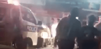 Police attend an incident outside bar in Nuku‘alofa