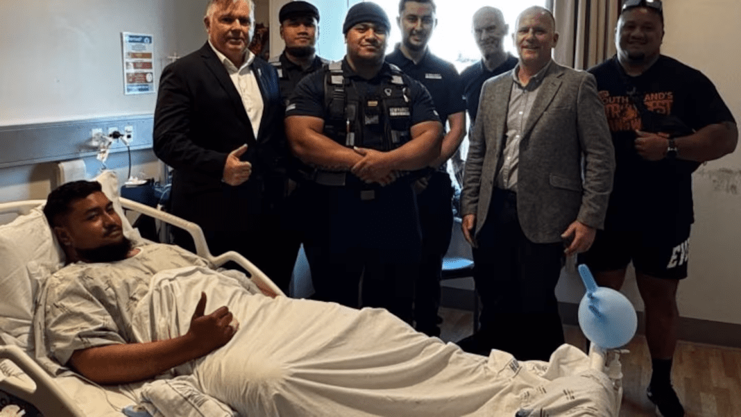 Police Minister Mark Mitchell visits Lopeti in hospital following ...