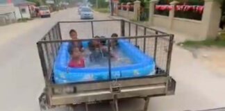 Footage of Tongan kids spotted in DIY pool trailer while being towed on busy road divides community