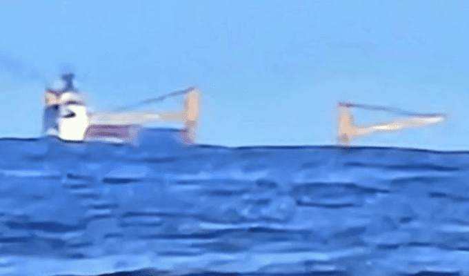 Ship cranes lowered into waters caught on camera as drugs increasingly ...