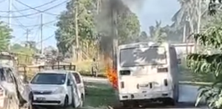 Bus catches fire in Tonga; flames extinguished with bucket of water