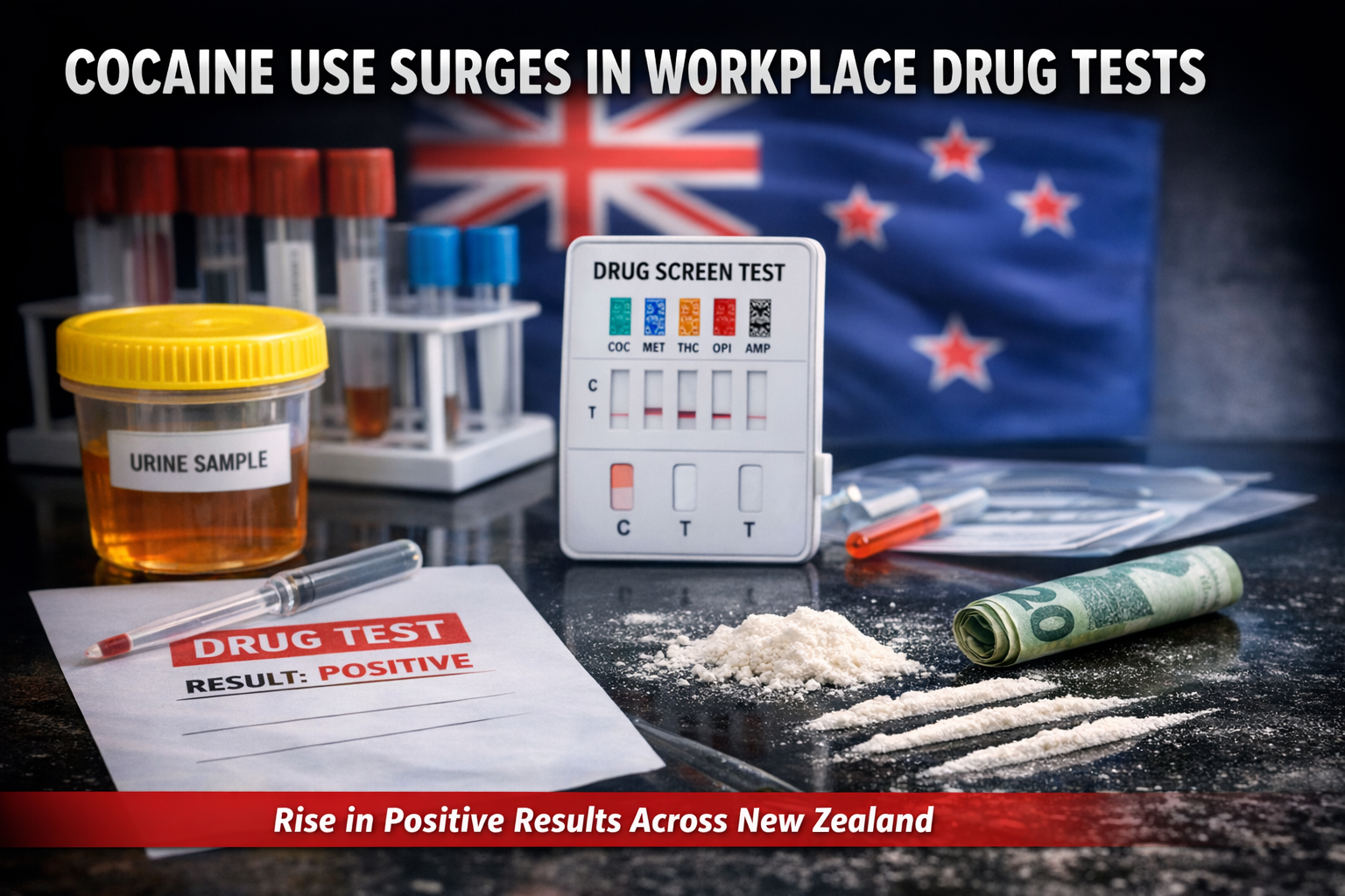 Cocaine detections surge in workplace drug tests across New Zealand