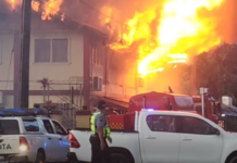 Huge fire erupts in central Nuku‘alofa, livestream videos show firefighters battling massive blaze