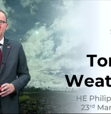 UK High Commissioner surprises viewers on Tonga’s weather report for World Meteorological Day