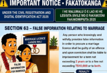 Tonga Justice warns over false information in birth, death and marriage registrations