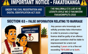 Tonga Justice warns over false information in birth, death and marriage registrations