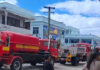 Fire trucks rush to central Nukuʻalofa after apparent blaze near MBf Bank